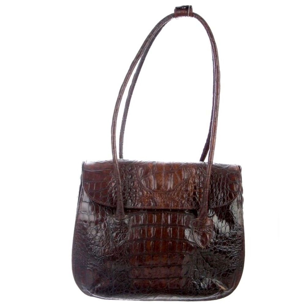 Vintage Joan and David Oversized Crocodile Shoulder Bag.